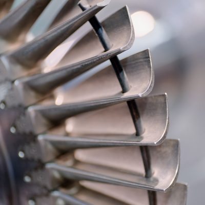 Turbine blades, close up shot, selective focus